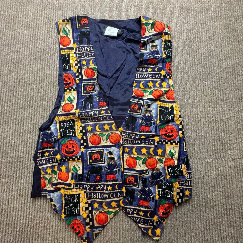 vintage 90s JLN USA Halloween Print Vest Size small